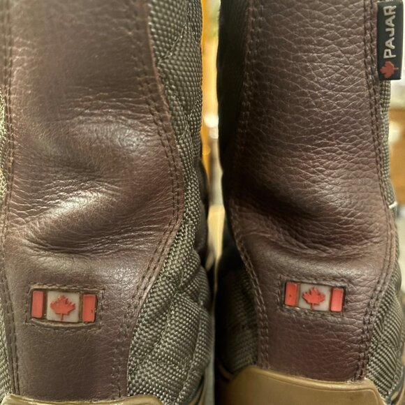 Pajar Womens Quilted Brown Leather & Suede Duck Boots With Side Zipper Closure - Picture 10 of 13